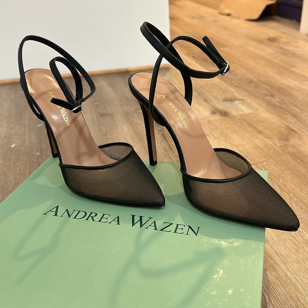 Andrea Wazen Black Leather&Mesh Heel size 38